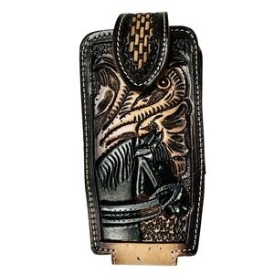 Western Leather Phone holster - Funda de piel vaquera Black and Brown